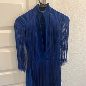 Blue fringe dress from Pretty Little Thing.
